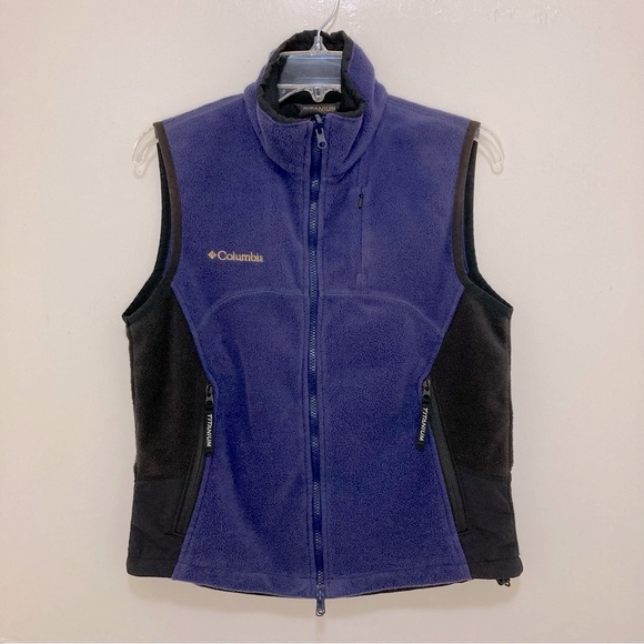 Columbia Winter Fleece Purple and Black Vest with Adjustable Waist - Picture 1 of 13